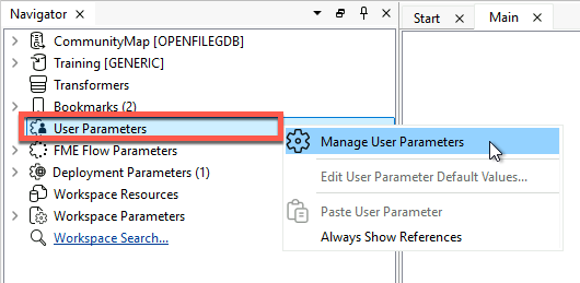 Manage User Parameters